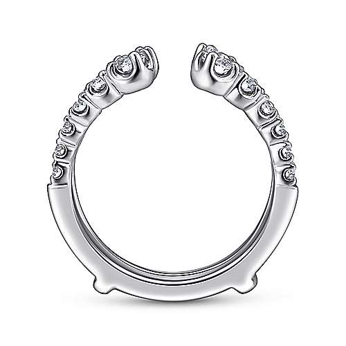 DIAMOND ENGAGEMENT RINGS - 14K White Gold .90cttw Tapered Prong Set Diamond Ring Jacket Wedding Band