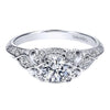 DIAMOND ENGAGEMENT RINGS - 14K White Gold .90cttw With .58ct F/SI1 Center Ornate Vintage Style Round Diamond Engagement Ring