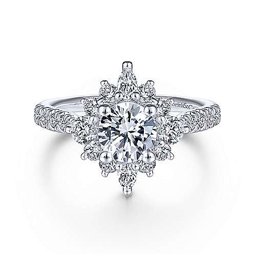 DIAMOND ENGAGEMENT RINGS - 14k White Gold .92cttw Starlight Halo Diamond Engagement Mounting