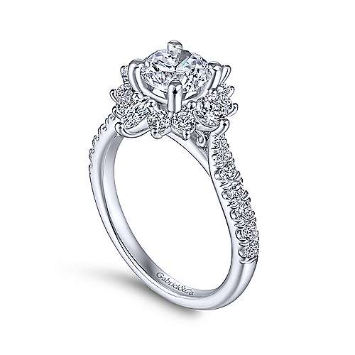 DIAMOND ENGAGEMENT RINGS - 14k White Gold .92cttw Starlight Halo Diamond Engagement Mounting