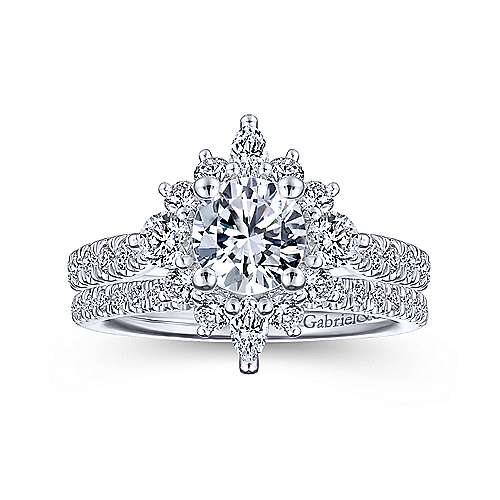 DIAMOND ENGAGEMENT RINGS - 14k White Gold .92cttw Starlight Halo Diamond Engagement Mounting