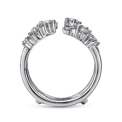 DIAMOND ENGAGEMENT RINGS - 14K White Gold .97cttw Prong Set Asymmetrical Constellation Style Diamond Ring Jacket Wedding Band