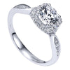 DIAMOND ENGAGEMENT RINGS - 14K White Gold .98cttw Flaired Halo Round Diamond Engagement Ring