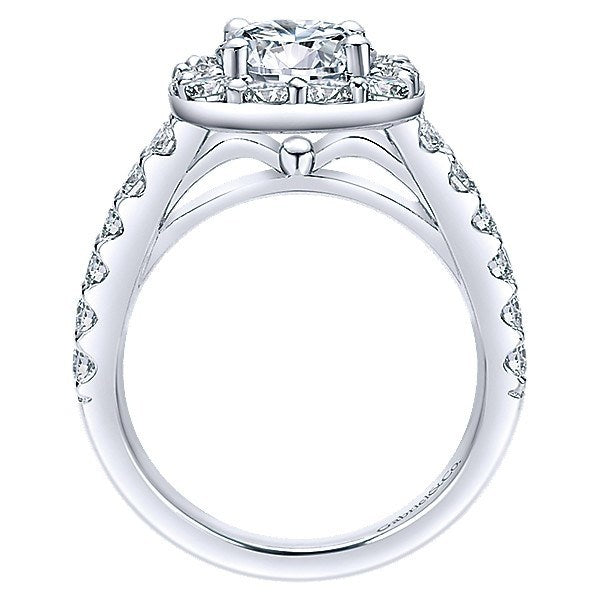 DIAMOND ENGAGEMENT RINGS - 14K White Gold  Channel Set Round Diamond Engagement Ring