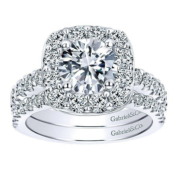 DIAMOND ENGAGEMENT RINGS - 14K White Gold  Channel Set Round Diamond Engagement Ring