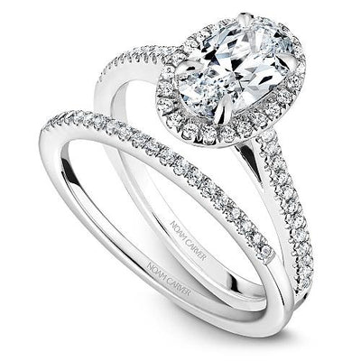 DIAMOND ENGAGEMENT RINGS - 14K White Gold Classic .23cttw Oval Diamond Halo Engagement Ring #818A