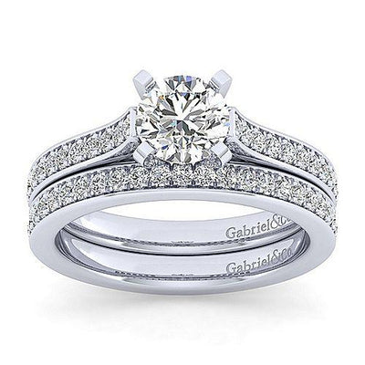 Cathedral Bead Set Round Diamond Ring .26 Cttw 14K White Gold