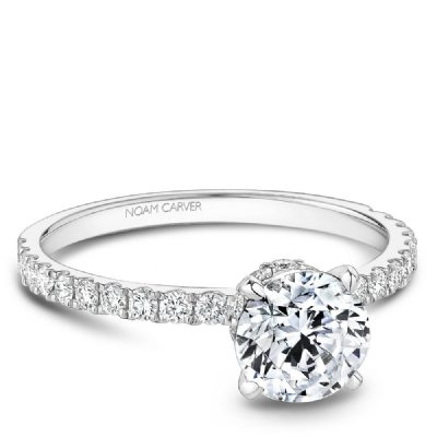 Pave Diamond Engagement Ring  .43 Cttw 14K White Gold 803A