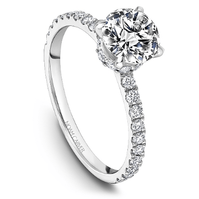 Pave Diamond Engagement Ring  .43 Cttw 14K White Gold 803A
