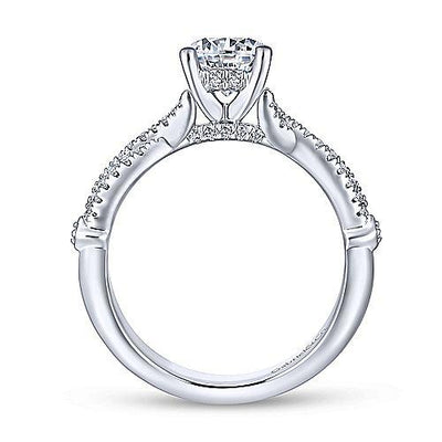 Crossover Pave Diamond Ring .24 Cttw 14K White Gold 515A