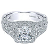 DIAMOND ENGAGEMENT RINGS - 14K White Gold Cushion Halo Radiant Cut Diamond Engagement Ring