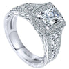 DIAMOND ENGAGEMENT RINGS - 14K White Gold Cushion Halo Radiant Cut Diamond Engagement Ring