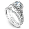 Cushion Shaped Ring With Pave Split Shank 14K White Gold 806A