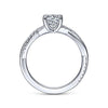 Dainty Crossover Shank Round Diamond Ring 14K White Gold 514A