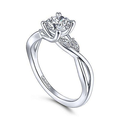 diamond engagement rings 14k white gold dainty floral engagement ring with crossover shank
