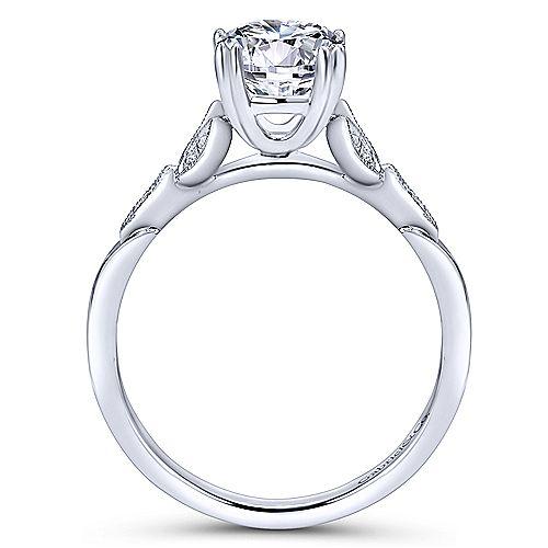 Dainty Floral Style Round Diamond Ring 14K White Gold 191A