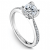 DIAMOND ENGAGEMENT RINGS - 14K White Gold Diamond Engagement Ring With Floral Diamond Pave Head