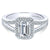 Emerald Cut Halo Split Shank Diamond Ring 14K White Gold 338A