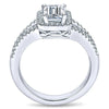 DIAMOND ENGAGEMENT RINGS - 14K White Gold Emerald Cut Halo Split Shank Diamond Engagement Ring