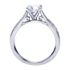 DIAMOND ENGAGEMENT RINGS - 14K White Gold Engraved Solitaire Round Diamond Engagement Ring
