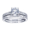 DIAMOND ENGAGEMENT RINGS - 14K White Gold Engraved Solitaire Round Diamond Engagement Ring