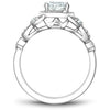 Floral Vintage Halo Diamond Ring 14K White Gold 802A