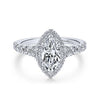 Marquise Shaped Halo Diamond Ring .91 Cttw 14K White Gold  378A