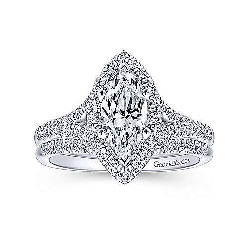 Marquise Shaped Halo Split Shank Diamond Ring .63 Cttw 377A