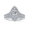 Marquise Shaped Halo Split Shank Diamond Ring .63 Cttw 377A