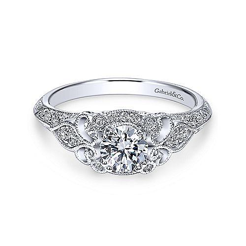 Platinum Solitaire Engagement Ring with Engraving JL PT 506