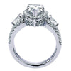 DIAMOND ENGAGEMENT RINGS - 14K White Gold Pear Shaped 3-Stone Halo Diamond Engagement Ring