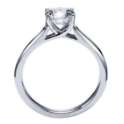 DIAMOND ENGAGEMENT RINGS - 14k White Gold Solitaire Round Diamond Cathedral Engagement Ring Mounting