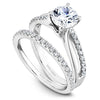 DIAMOND ENGAGEMENT RINGS - 14K White Gold Split Shank .16cttw Pave Diamond Engagement Ring #814A
