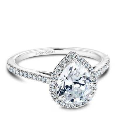 DIAMOND ENGAGEMENT RINGS - 14K White Gold Traditional .23cttw Round Diamond Halo Engagement Ring #813A