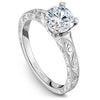DIAMOND ENGAGEMENT RINGS - 14K White Gold Traditional Hand Carved Engagement Ring #807A