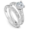 DIAMOND ENGAGEMENT RINGS - 14K White Gold Traditional Hand Carved Engagement Ring #807A