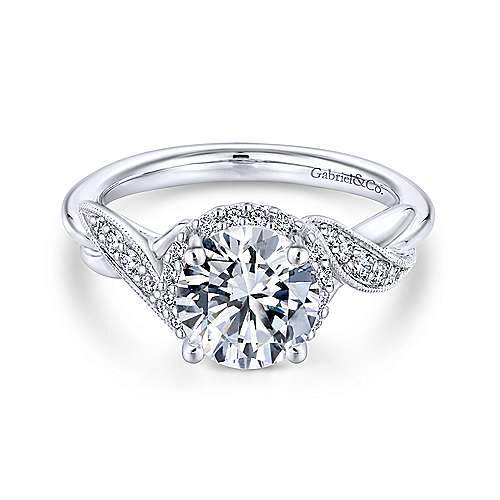 3 Stone Plus Diamond Engagement Ring .52Cttw 14K White Gold 3A