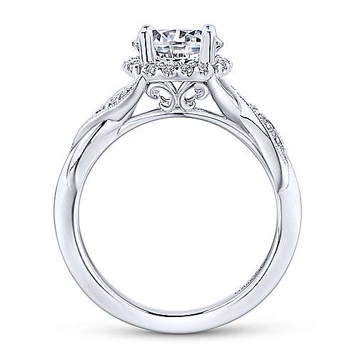 Twisted Halo Round Diamond Ring .13 Cttw 14K White Gold 198A