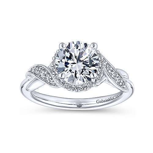 Twisted Halo Round Diamond Ring .13 Cttw 14K White Gold 198A