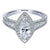 Marquise Engraved Shank Halo Diamond Ring 14K White Gold 337A