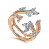 DIAMOND ENGAGEMENT RINGS - 14K White & Rose Gold 1cttw Marquise And Round Flared Style Diamond Ring Jacket Wedding Band
