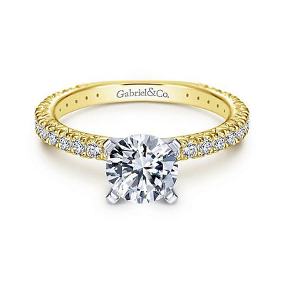 DIAMOND ENGAGEMENT RINGS - 14K Yellow Gold 1.40cttw Pave Diamond Engagement Ring