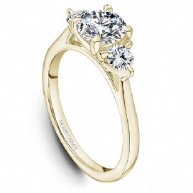 DIAMOND ENGAGEMENT RINGS - 14K Yellow Gold 3 Stone Polished Traditional Engagement Ring