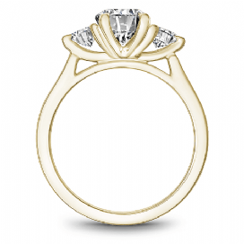 DIAMOND ENGAGEMENT RINGS - 14K Yellow Gold 3 Stone Polished Traditional Engagement Ring
