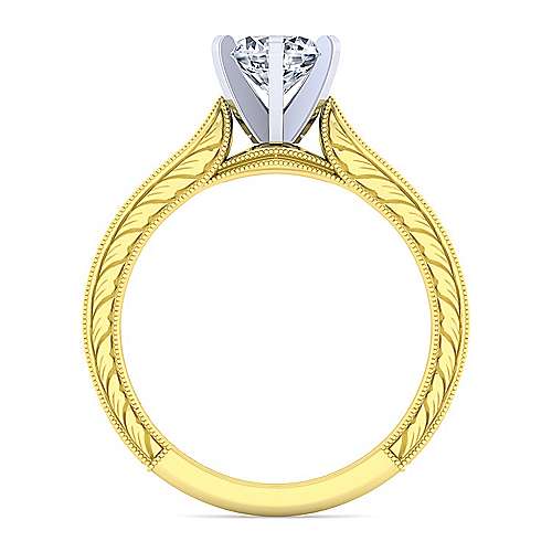 DIAMOND ENGAGEMENT RINGS - 14K Yellow Gold .63cttw With .54ct H/SI2 Center Vintage Engraved Diamond Engagement Ring