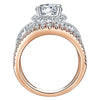 DIAMOND ENGAGEMENT RINGS - 18K Rose And White Gold Woven Multi-Shank Style Diamond Engagement Ring