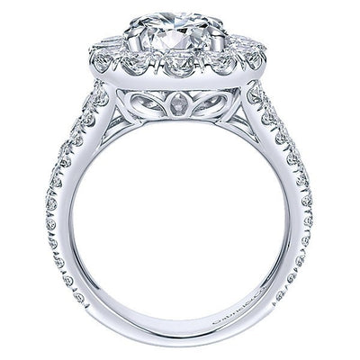 DIAMOND ENGAGEMENT RINGS - 18K White Gold 2cttw Split Shank Halo Diamond Engagement Ring
