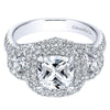 DIAMOND ENGAGEMENT RINGS - 18K White Gold Cushion Shaped Double Halo Diamond Engagement Ring