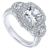DIAMOND ENGAGEMENT RINGS - 18K White Gold Cushion Shaped Double Halo Diamond Engagement Ring