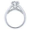 DIAMOND ENGAGEMENT RINGS - 18K White Gold Reverse Taper Pave Set Diamond Engagement Ring
